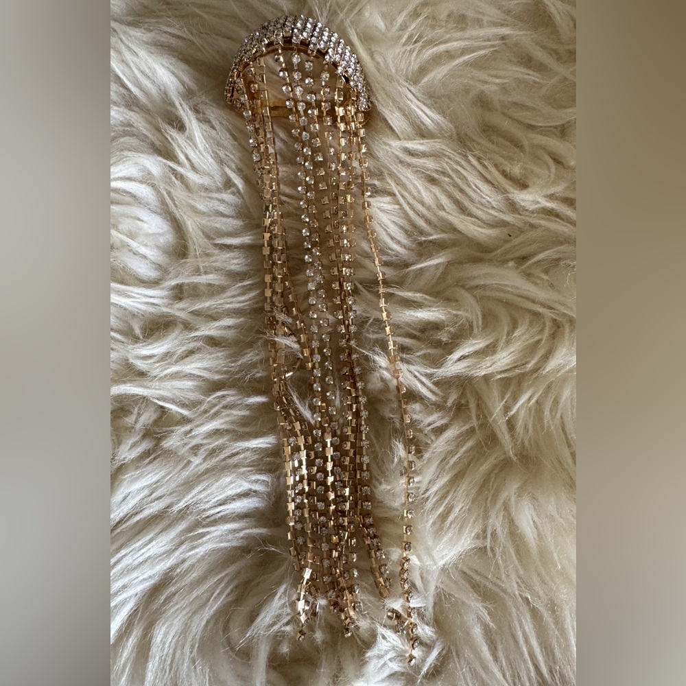 New Rhinestone & Gold Hair Chain Ponytail Accessory - Picture 4 of 8